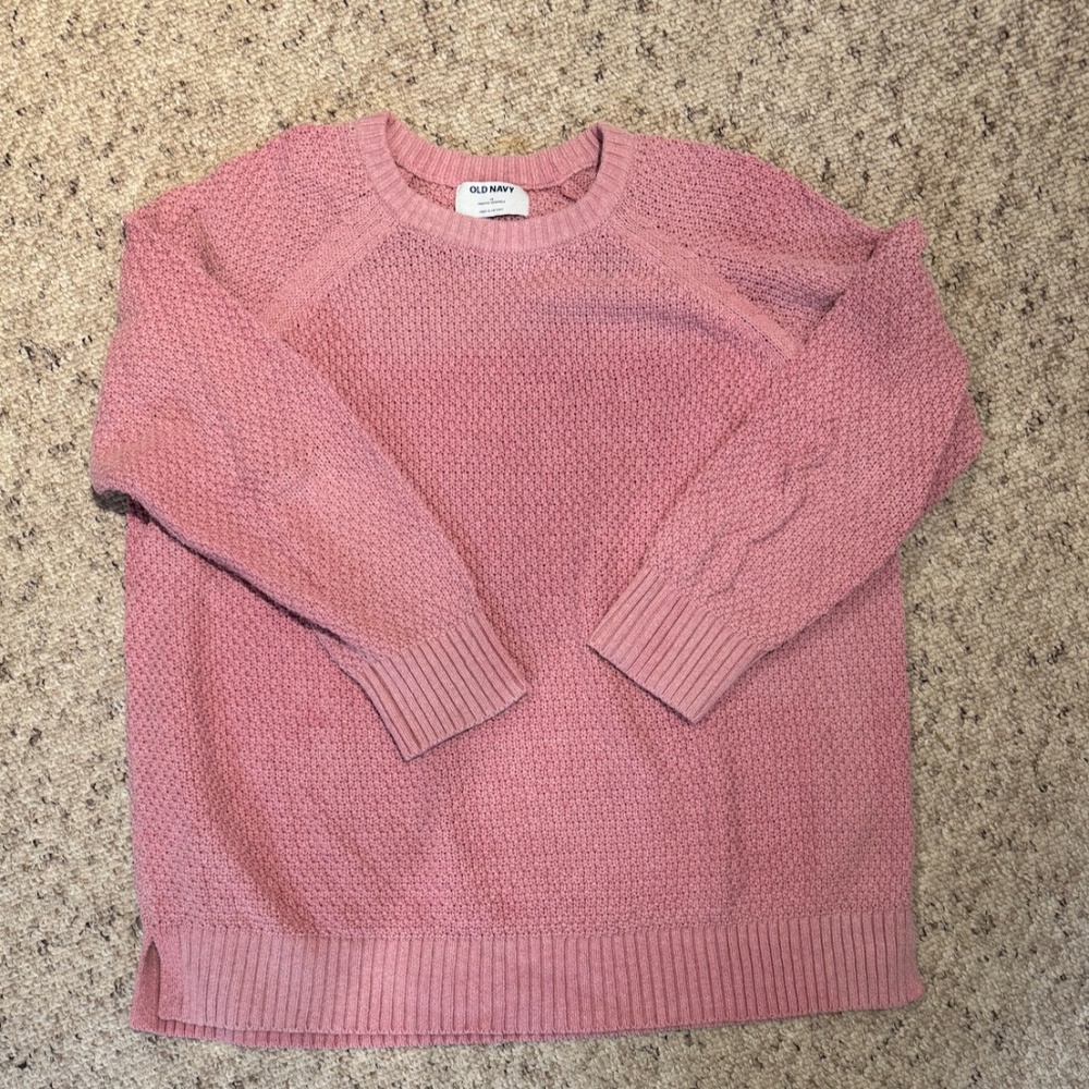 Pink Textured Crew Sweater Old Navy